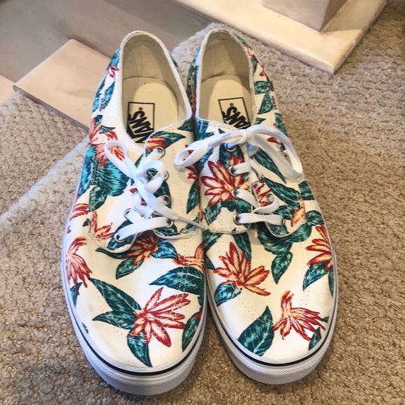 vans slip on floral design